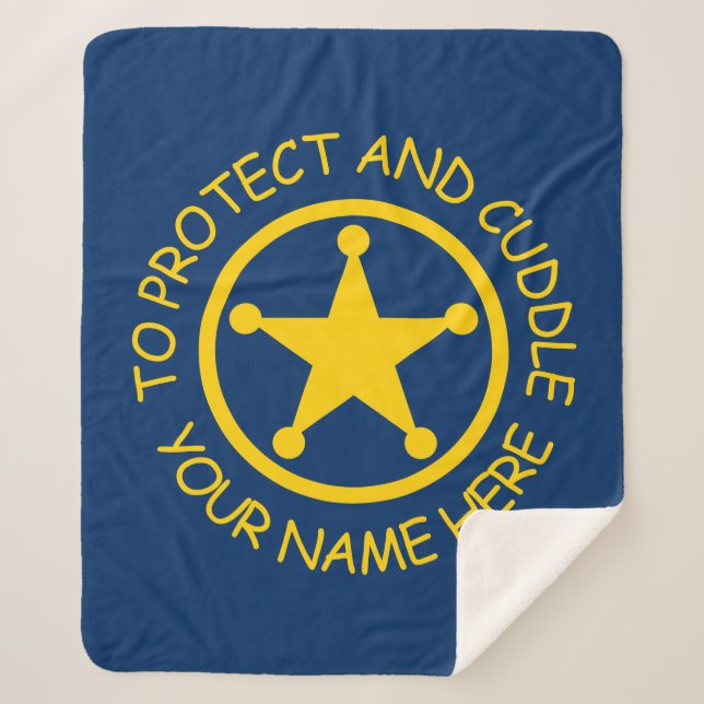 Custom police law enforcement to protect & cuddle sherpa blanket (Front)