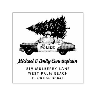 Custom Police Officer Christmas Tree Car Address Self-inking Stamp