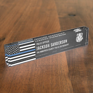 Custom Police Officer Department Thin Blue Line Desk Name Plate