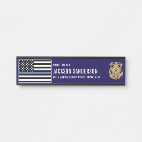 Custom Police Officer Department Thin Blue Line Door Sign