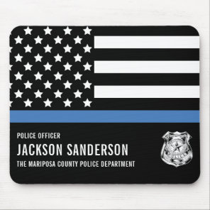 Custom Police Officer Department Thin Blue Line Mouse Pad