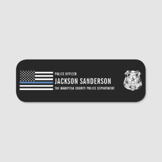 Custom Police Officer Department Thin Blue Line Name Tag