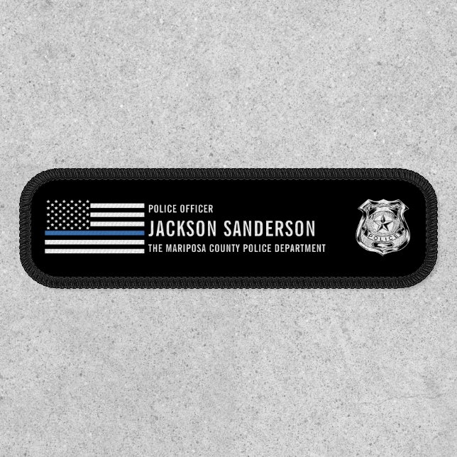 Custom Police Officer Department Thin Blue Line Patch (Front)