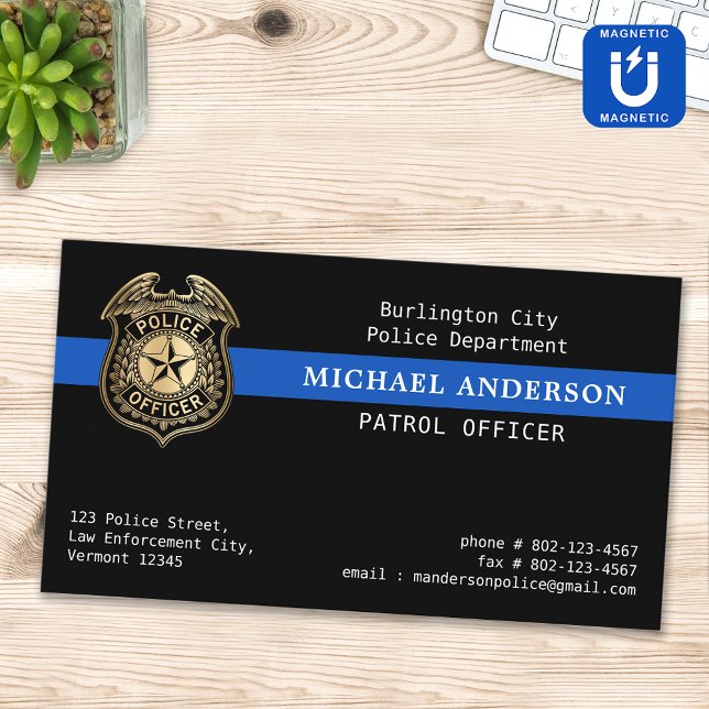 Custom Police Officer Dept Law Enforcement Logo  Business Card Magnet (Creator Uploaded)