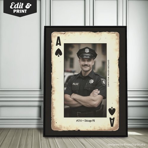 Custom Police Officer Gift Wall Art, Ace of Spades