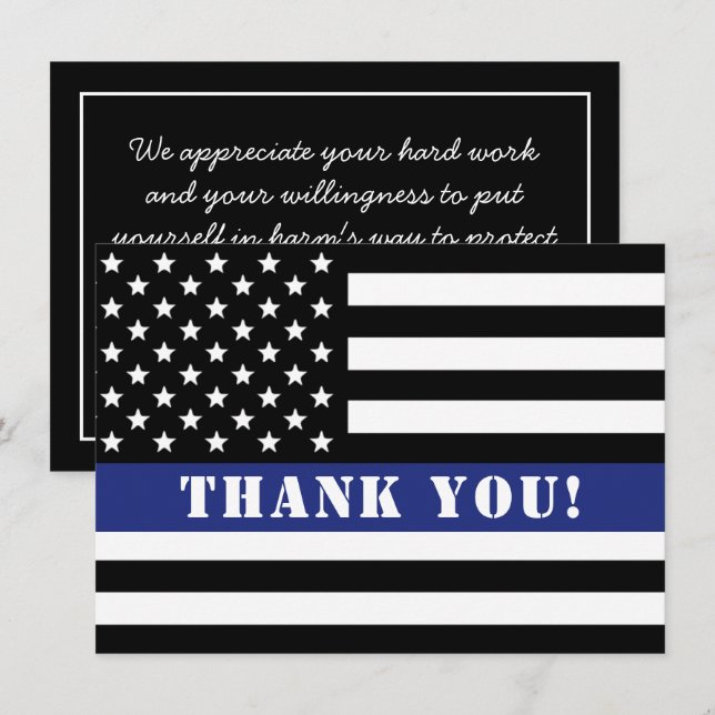 Custom Police Officer Law Enforcement Appreciation Thank You Card (Front/Back)