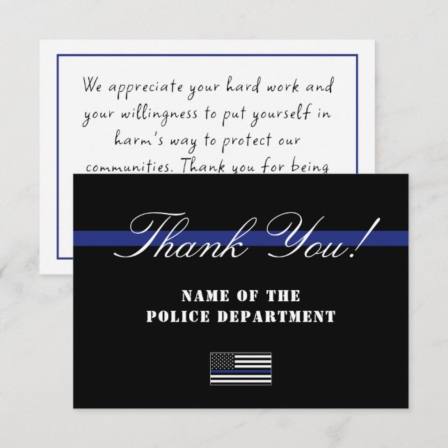 Custom Police Officer Law Enforcement Appreciation Thank You Card (Front/Back)