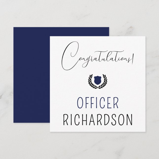 Custom Police Officer Police Academy Graduation Card (Front/Back)