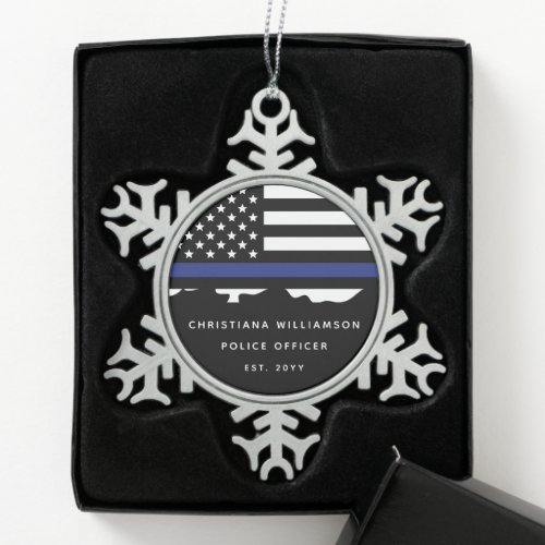 Custom Police Officer Police Academy Graduation  Snowflake Pewter Christmas Ornament