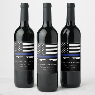 Custom Police Officer Police Academy Graduation Wine Label