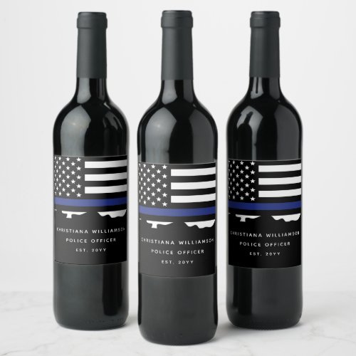 Custom Police Officer Police Academy Graduation  Wine Label