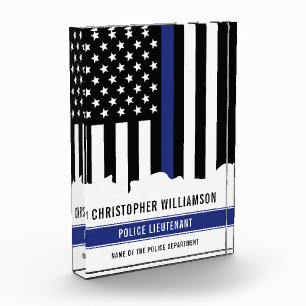 Custom Police Officer Thin Blue Line Flag Photo Block