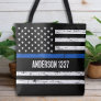 Custom Police Officer Thin Blue Line Personalized Tote Bag