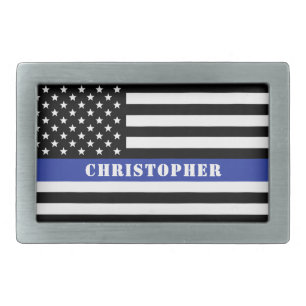 Custom Police Officer Thin Blue Line Police Belt Buckle