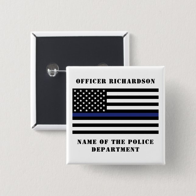 Custom Police Officer Thin Blue Line Police Button (Front & Back)