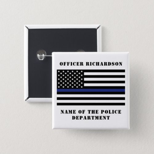 Custom Police Officer Thin Blue Line Police Button