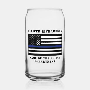 Custom Police Officer Thin Blue Line Police Can Glass