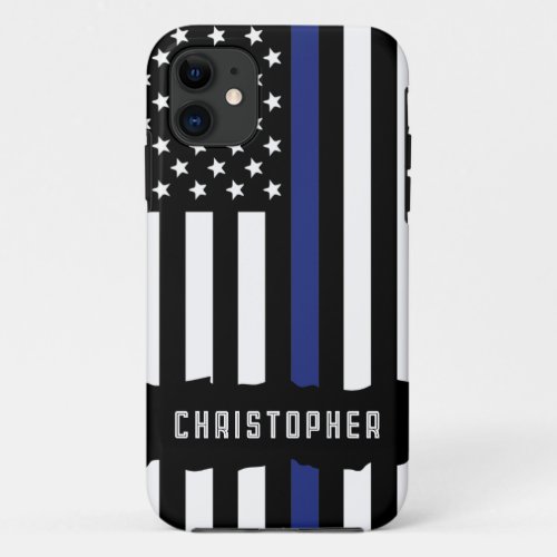 Custom Police Officer Thin Blue Line Police iPhone 11 Case