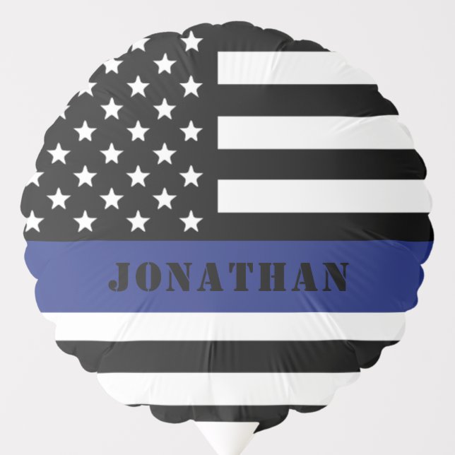 Custom Police Officer Thin Blue Line Police Dept. Balloon (Front)