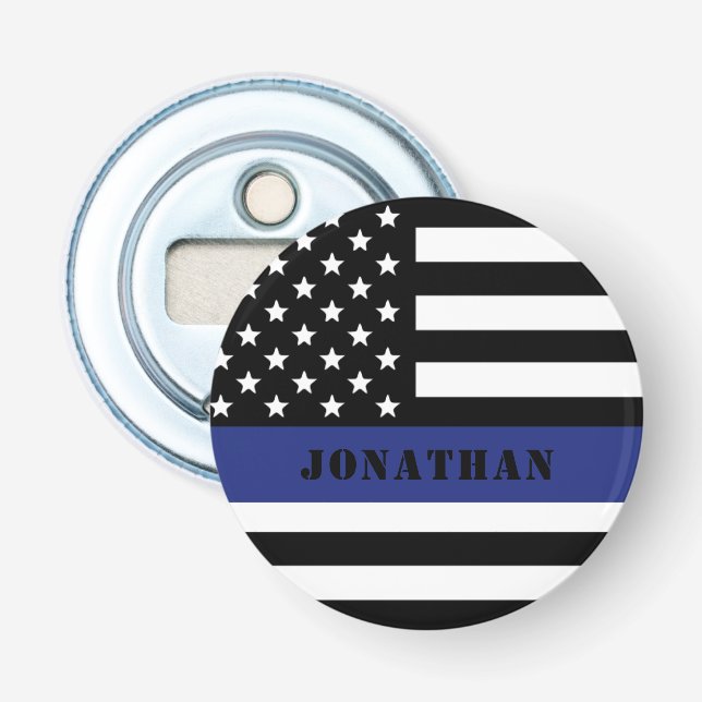 Custom Police Officer Thin Blue Line Police Dept. Bottle Opener (Front)