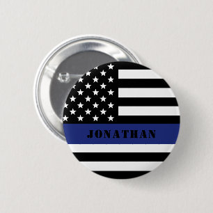 Custom Police Officer Thin Blue Line Police Dept. Button