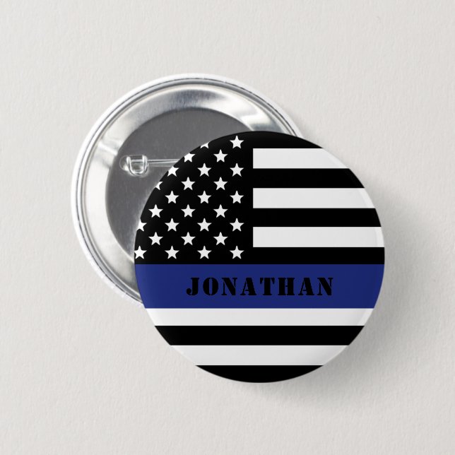 Custom Police Officer Thin Blue Line Police Dept. Button (Front & Back)