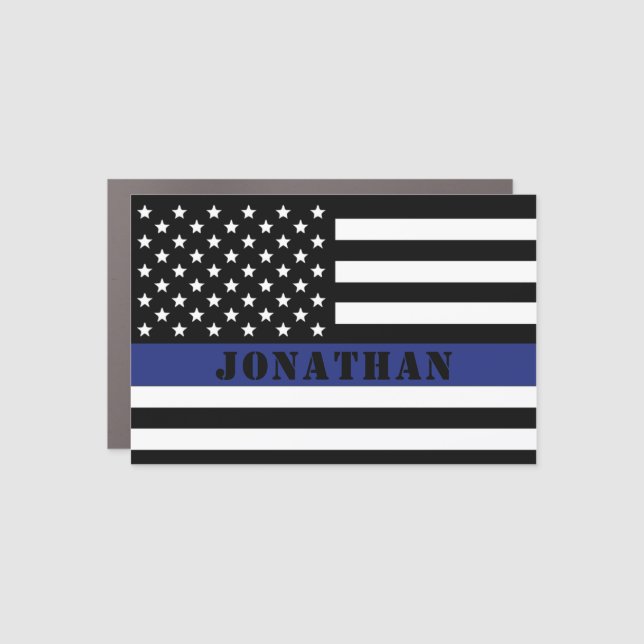 Custom Police Officer Thin Blue Line Police Dept. Car Magnet (Front)