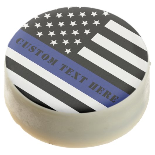 Custom Police Officer Thin Blue Line Police Dept. Chocolate Covered Oreo (Angled)