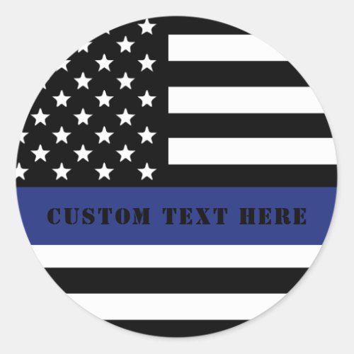 Custom Police Officer Thin Blue Line Police Dept Classic Round Sticker