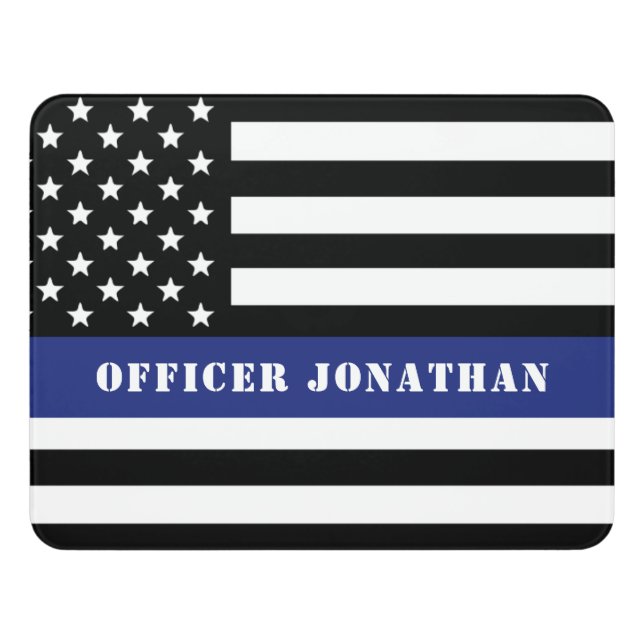 Custom Police Officer Thin Blue Line Police Dept. Door Sign (Contemporary Front)