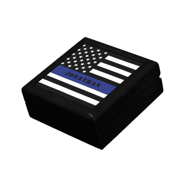 Custom Police Officer Thin Blue Line Police Dept. Gift Box (Side)