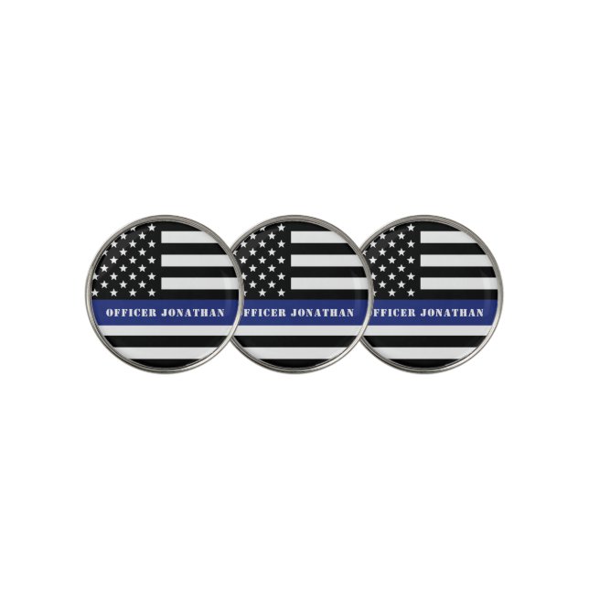 Custom Police Officer Thin Blue Line Police Dept. Golf Ball Marker (3 Up)