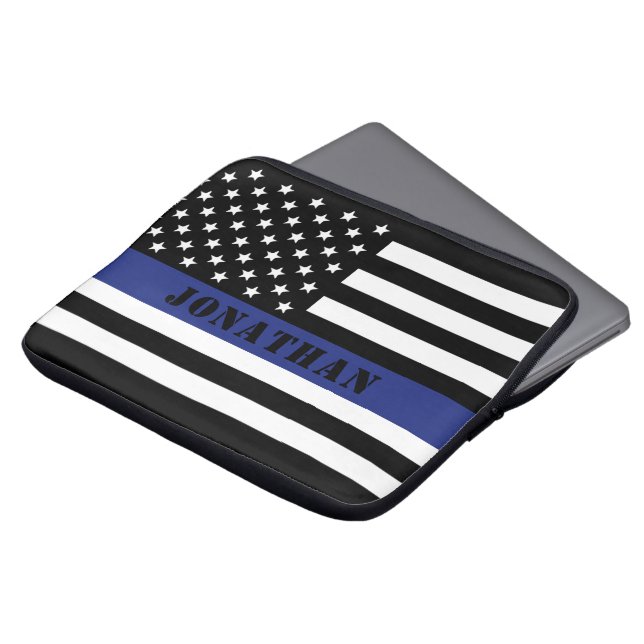 Custom Police Officer Thin Blue Line Police Dept. Laptop Sleeve (Front Top)