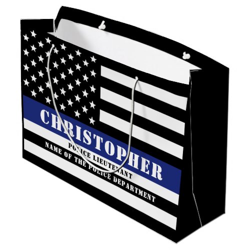 Custom Police Officer Thin Blue Line Police Dept Large Gift Bag