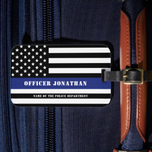 Custom Police Officer Thin Blue Line Police Dept. Luggage Tag