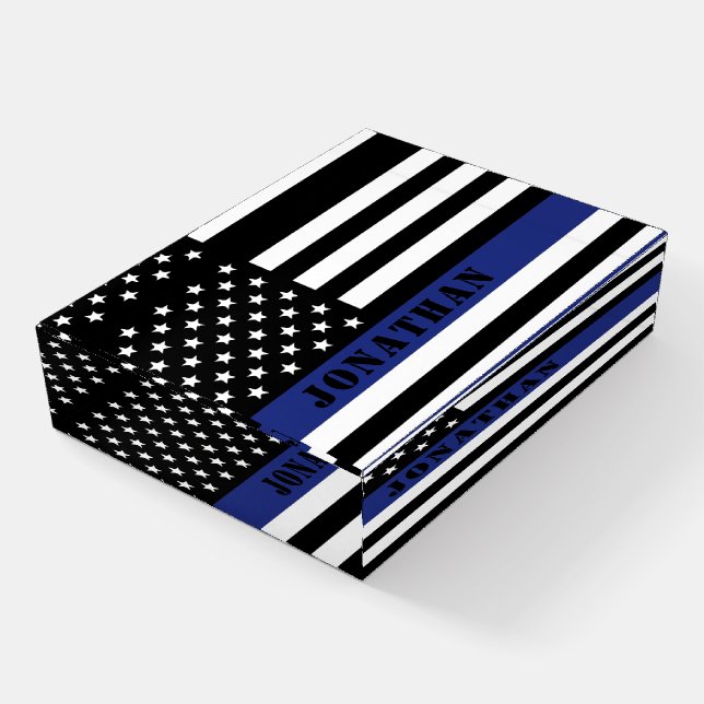 Custom Police Officer Thin Blue Line Police Dept. Paperweight (Angled)
