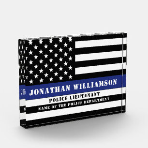 Custom Police Officer Thin Blue Line Police Dept. Photo Block