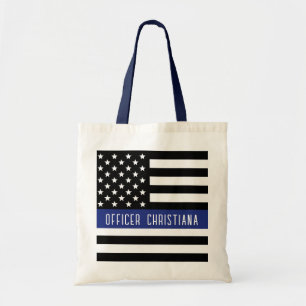 Custom Police Officer Thin Blue Line Police Dept. Tote Bag