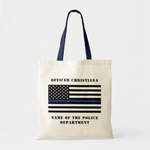 Custom Police Officer Thin Blue Line Police Dept. Tote Bag