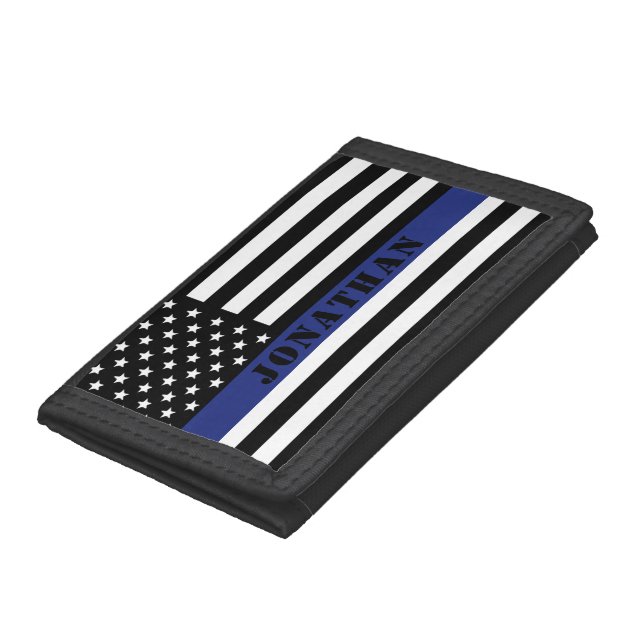 Custom Police Officer Thin Blue Line Police Dept. Trifold Wallet (Bottom)