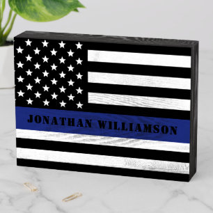Custom Police Officer Thin Blue Line Police Dept. Wooden Box Sign