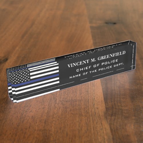 Custom Police Officer Thin Blue Line Police Desk Name Plate