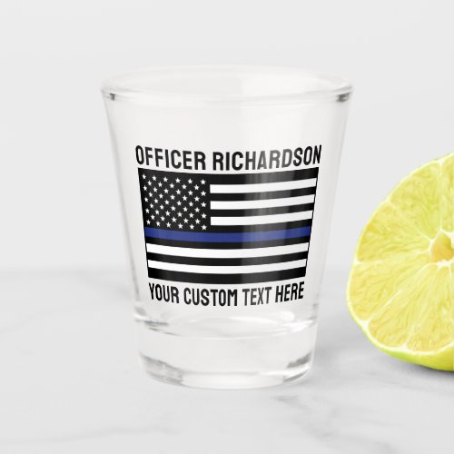 Custom Police Officer Thin Blue Line Police Flag Shot Glass