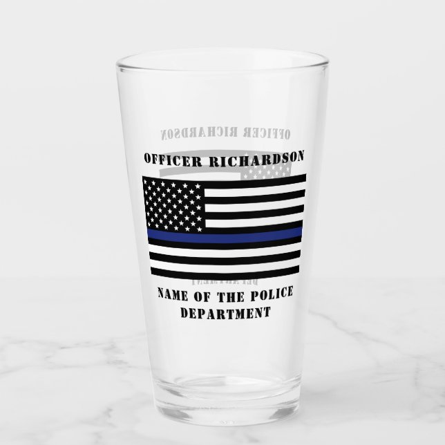 Custom Police Officer Thin Blue Line Police Glass (Front)