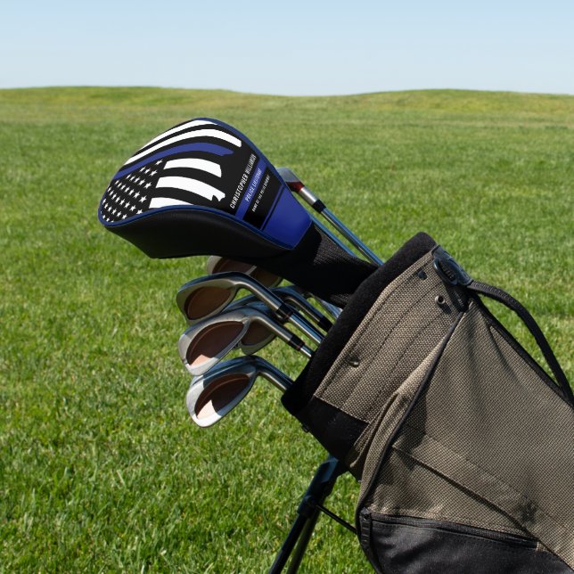 Custom Police Officer Thin Blue Line Police Golf Head Cover (In Situ)