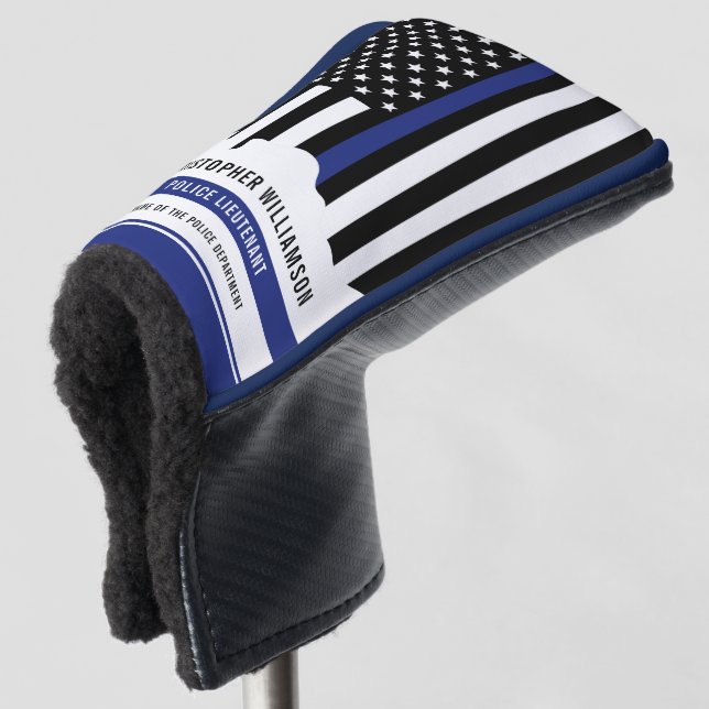 Custom Police Officer Thin Blue Line Police Golf Head Cover (3/4 Front)