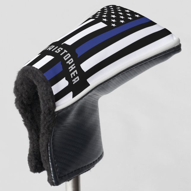 Custom Police Officer Thin Blue Line Police Golf Head Cover (3/4 Front)