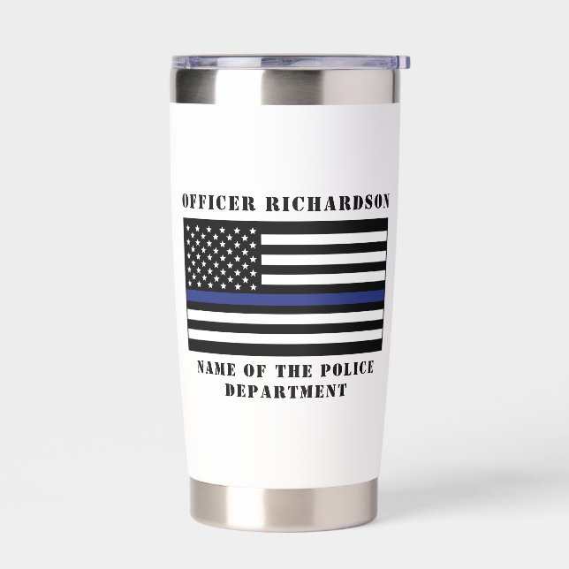 Custom Police Officer Thin Blue Line Police Insulated Tumbler (Left)