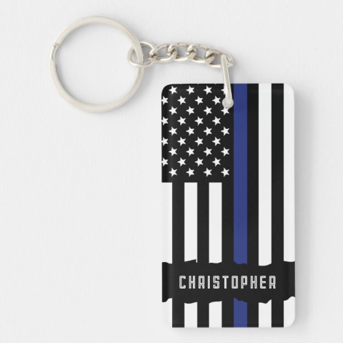 Custom Police Officer Thin Blue Line Police Keychain