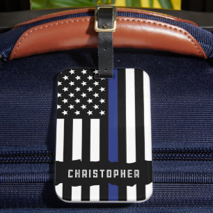 Custom Police Officer Thin Blue Line Police Luggage Tag